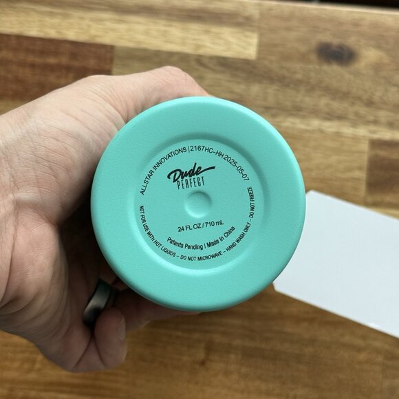 NWT Dude Perfect 24oz Water Bottle Teal w Handle & Leakproof Lid Missing Charms - Picture 6 of 12